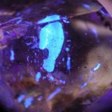 cuarzo de Berbes con inclusiones de hidrocarburos bajo luz UV (Autor: Cesar M. Salvan)