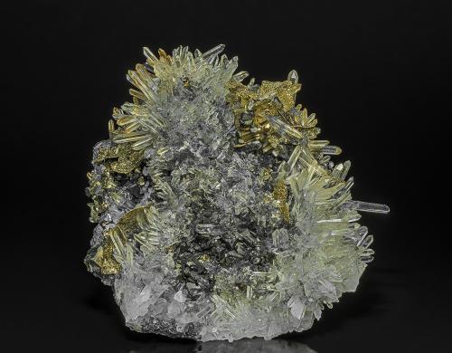 Quartz, Pyrite, Galena<br />Mina Borieva, Zona minera Madan, Montes Rhodope, Smolyan Oblast, Bulgaria<br />9.0 x 9.0 cm<br /> (Author: am mizunaka)