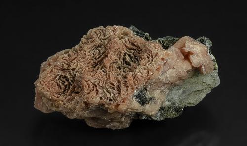 Rhodochrosite, Chamosite, Calcite<br />Broken Hill, Yancowinna County, New South Wales, Australia<br />3.4 x 1.8 cm<br /> (Author: am mizunaka)