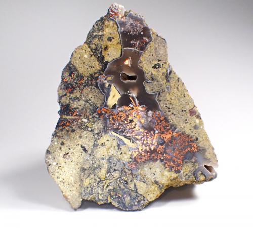 Copper in Quartz (variety chalcedony)<br />Islas Obi, Provincia North Maluku, Indonesia<br />112 mm x 107 mm x 87 mm<br /> (Author: Don Lum)