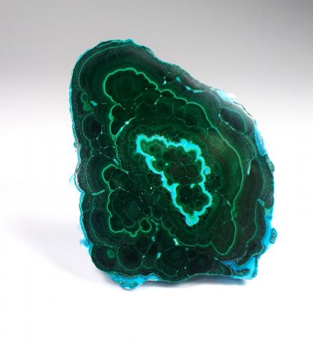 Chrysocolla and Malachite<br />Mina L'Etoile du Congo, Lubumbashi (Elizabethville), Cinturón de cobre de Katanga, Haut-Katanga (Shaba), República Democrática del Congo (Zaire)<br />67 mm x 55 mm x 18 mm<br /> (Author: Don Lum)