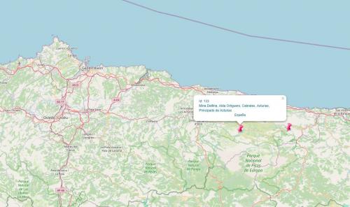 Localización de la minas Delfina y Los Picayos en Asturias (Software AgMiner Pro) (Autor: Manuel Mesa)