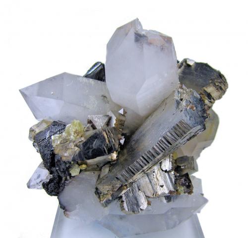 Arsenopyrite, ferberite, scheelite, quartz, muscovite.
Yaogangxian Mine, Yizhang, Chenzhou, Hunan, China
85 mm x 85 mm (Author: Carles Millan)