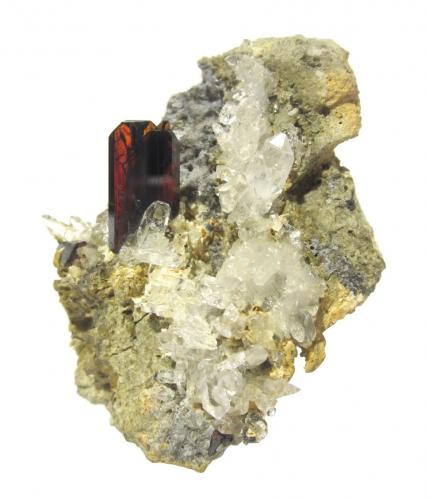 Brookite, Quartz<br />Monte Zard, Montes Ras Koh, Distrito Kharan, Balochistan (Baluchistan), Paquistán<br />Specimen size 5 cm, largest crystal 1,7 cm<br /> (Author: Tobi)