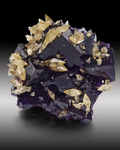 Fluorite, Calcite<br />Mina Denton, formación Sub-Rosiclare, Grupo Goose Creek Mine, Sub-Distrito Harris Creek, Condado Hardin, Illinois, USA<br />10 x 9.5 x 6.5 cm / main crystal: 4.5 cm<br /> (Author: MIM Museum)