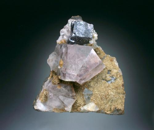 Fluorite, Galena, and Siderite<br />Mina Boltsburn, Distrito Rookhope, Weardale, North Pennines Orefield, County Durham, Inglaterra / Reino Unido<br />10x8x4 cm overall size<br /> (Author: Jesse Fisher)