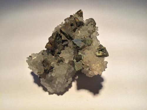 Chalcopyrite, Calcite<br />Zacatecas, México<br />80 mm x 65 mm x 45 mm<br /> (Author: Robert Seitz)