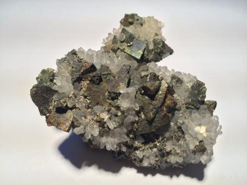 Chalcopyrite, Calcite<br />Zacatecas, México<br />80 mm x 65 mm x 45 mm<br /> (Author: Robert Seitz)