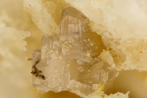 Cerussite<br />Mina Friedrichssegen, Frücht, Distrito Bad Ems, Valle Lahn, Renania-Palatinado/Rheinland-Pfalz, Alemania<br />FOV = 2.6 mm<br /> (Author: Doug)