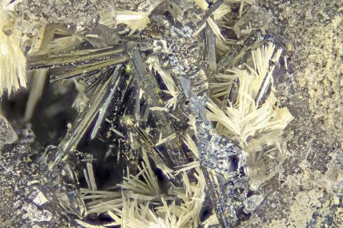 Stibnite<br />Red Bird Mine, Antelope Springs District, Pershing County, Nevada, USA<br />FOV = 4.0 mm<br /> (Author: Doug)