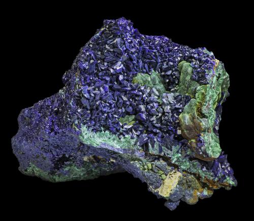 Azurite with Malachite<br />Khanong cielo abierto, Mina Sepon, Distrito Vilabouly, Provincia Savannakhét, Laos (R.D.P. Lao)<br />120 x 90 x 70 mm<br /> (Author: Rob Schnerr)