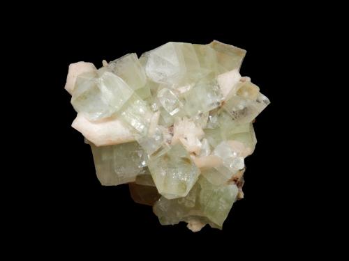 Fluorapophyllite-(K) and Stilbite-Ca<br />India<br />110 mm x 80 mm x 80 mm<br /> (Author: Dany Mabillard)