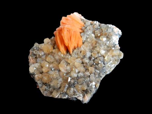 Cerussite, Galena and Baryte<br />Mibladen (distrito minero Mibladen), Midelt, Provincia Midelt, Región Drâa-Tafilalet, Marruecos<br />80 mm x 60 mm x 40 mm<br /> (Author: Dany Mabillard)