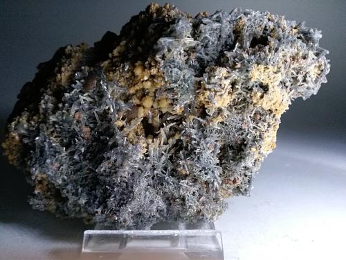 Quartz (variety prase), Siderite, Ankerite<br />Mina Brosso, Cálea, Léssolo, Distrito Canavese, Provincia Ciudad metropolitana de Turín, Piamonte (Piemonte), Italia<br />110 x 75 mm<br /> (Author: Sante Celiberti)