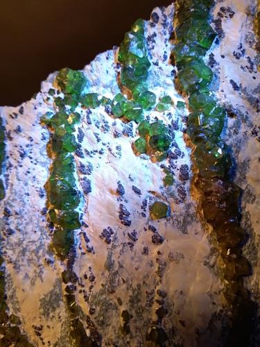 Andradite (variety demantoid), asbestos<br />Valmalenco, Provincia Sondrio, Lombardía, Italia<br />200 x 132 mm<br /> (Author: Sante Celiberti)