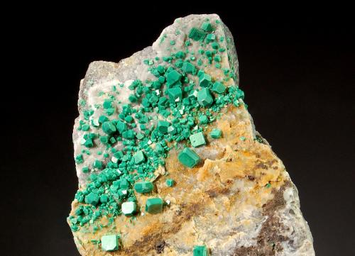 Metatorbernite<br />Calo, Vimianzo, Comarca Terra de Soneira, La Coruña / A Coruña, Galicia / Galiza, España<br />2.8 x 3.0 x 5.0 cm.<br /> (Author: Michael Shaw)