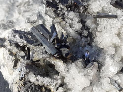 Stibnite, Calcite<br />Mina Pereta, Pereta, Magliano in Toscana, Provincia Grosseto, Toscana, Italia<br />16 x 10 cm<br /> (Author: Volkmar Stingl)