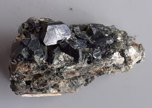 Augite (variety fassaite)<br />Toal de la Fassaita, Montes Monzoni, Valle Fassa, Provincia Trento, Trentino-Alto Adige (Trentino-Südtirol), Italia<br />3 x 2,5 cm<br /> (Author: Volkmar Stingl)