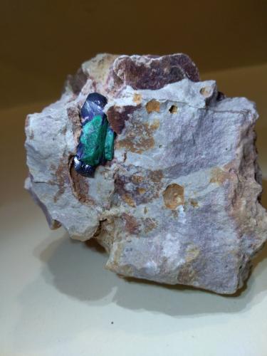 Azurite, Malachite<br />Kerrouchen, Provincia Khénifra, Región Beni Mellal-Khenifra, Marruecos<br />88 x 68 mm<br /> (Author: Sante Celiberti)