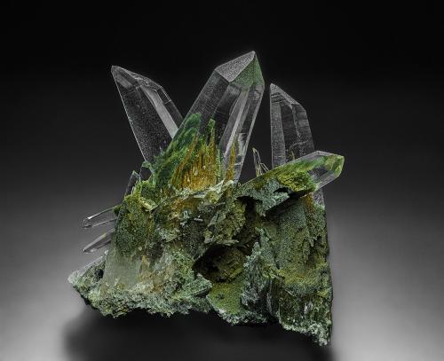 Quartz with chlorite inclusions, Rutile<br />Ganesh Himal, Distrito Dhading, Bagmati Pradesh, Nepal<br />8.1 x 8.9 cm<br /> (Author: am mizunaka)