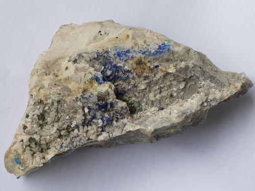 Azurite, Malachite, Quartz, Dolomite, Tetrahedrite<br />Distrito minero Ringenwechsel, Troi, Distrito Schwaz, Valle Inn, Tirol Norte, Tirol, Austria<br />13,5 x 7 cm<br /> (Author: Volkmar Stingl)