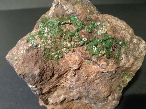 Torbernite<br />Mina Margabal, Entraygues-sur-Truyère, Lot et Truyère, Rodez, Aveyron, Occitanie, Francia<br />90 x 88 mm<br /> (Author: Sante Celiberti)