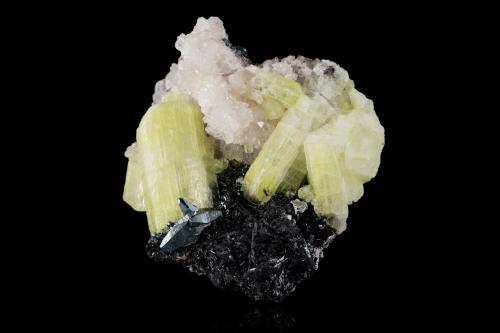 Ettringita con Calcita, Gaudefroyita y Hematites<br />Mina N'Chwaning II, Zona minera N'Chwaning, Kuruman, Kalahari manganese field (KMF), Provincia Septentrional del Cabo, Sudáfrica<br />11 x 7,5 x 7,5 cm<br /> (Autor: Museo MIM)