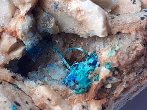 Azurite, Malachite, Dolomite<br />Distrito minero Ringenwechsel, Troi, Distrito Schwaz, Valle Inn, Tirol Norte, Tirol, Austria<br />FoV 1,5 x 1 cm<br /> (Author: Volkmar Stingl)