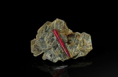 Rutile, Muscovite<br />Mina Rist, Hiddenite, Condado Alexander, North Carolina, USA<br />3.1 x 2.1 cm<br /> (Author: am mizunaka)