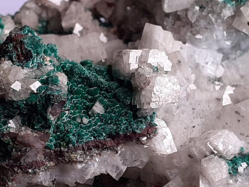 Calcite, Malachite, Duftite<br />Mina Tsumeb, Tsumeb, Región Otjikoto, Namibia<br />8 x 7 cm<br /> (Author: Volkmar Stingl)