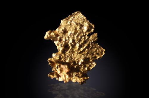 Gold<br />Harvard Mine, Mother Lode Belt, Jamestown, Jamestown District, Tuolumne County, California, USA<br />9 mm x 12 mm x 2 mm<br /> (Author: Firmo Espinar)