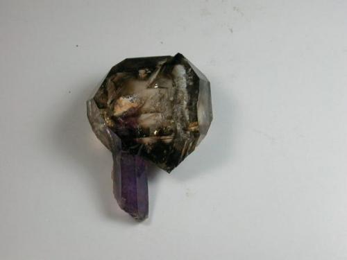 Scepter with a smoky cap on an amethyst stem, 5.5 cm high.  From Ankazobe, Antananarivo Province, Madagascar. (Author: John S. White)