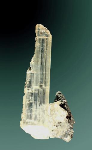 Cerusita
Tsumeb, Tsumeb (constituencia), Otavi (mts.), Oshikoto (región), Namibia. Tsumeb (m).
5,5 x 2,6 x 1,4 cm. (ejemplar)
Cristal prismático hialino en matriz (5,1 x 1,2 x 0,5 cm.).
Ejemplar de 1982. (Autor: Carles Curto)