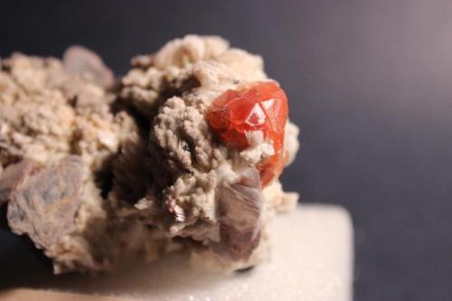 Spessartine Garnet, Albite, Feldspar, Mica, Schorl
Little Three Mine, Ramona, California, USA
7.5 x 6.5 cm
Ex-Norman Dawson (Author: Don Lum)