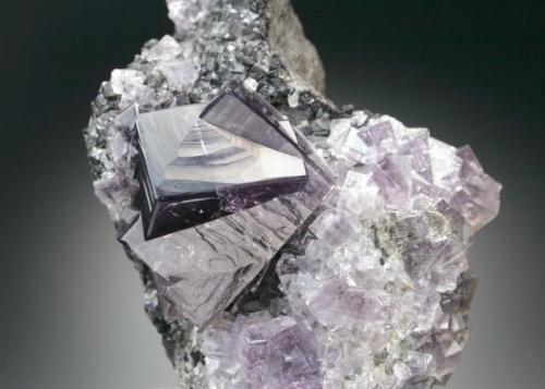 fluorite with sphalerite
Frazer’s Hush Mine, Rookhopeburn, Weardale, Co. Durham
main crystal is 2.5 cm on edge (Author: Jesse Fisher)