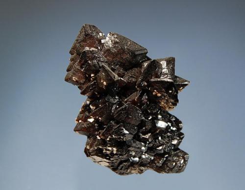 Descloizite
Berg Aukas, Grootfontein District, Namibia
2.8 x 4.9 cm
Stacked group of chocolate brown spear-shaped descloizite crystals. (Author: crosstimber)