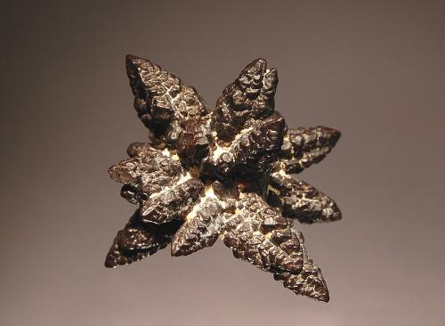 Hematite ps. after marcasite
Farafra Oasis, White Desert, Matru Governorate, Egypt
4.1 x 4.6 cm
Radiating chocolate brown spikes of hematite replacing marcasite crystals (Author: crosstimber)