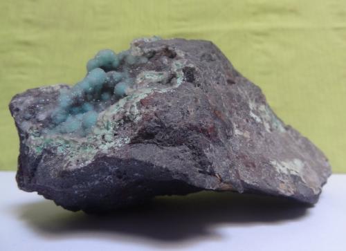 Quartz with Chrysocolla inclusions<br />Globe, Distrito Globe-Miami, Condado Gila, Arizona, USA<br />14 x 7 x 8 cm.<br /> (Author: Dave van Bladel)