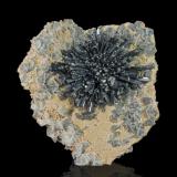 Stibnite on Calcite and Calcite with Boulangerite inclusionsMina Herja, Chiuzbaia, Baia Sprie, Maramures, Rumanía16.5 x 16 x 6 cm / main crystal: 4.4 cm (Author: MIM Museum)