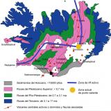 Mapa de edades geológicas.
Tomado de https://naturalmenteciencias.wordpress.com/tag/expansion-oceanica/. Modificado de http://geologiamarinha.blogspot.com (Autor: Antonio P. López)