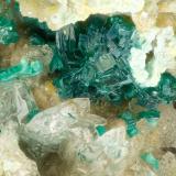 Brochantite, Cerussite<br />Reward Mine, Reward, Russ District, Inyo County, California, USA<br />FOV = 2.9 mm<br /> (Author: Doug)