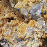 Azurite, Fluorite, Quartz (variety chalcedony)<br />Yongping Mine, Yongping, Yanshan, Shangrao Prefecture, Jiangxi Province, China<br />7 x 5 cm<br /> (Author: Volkmar Stingl)