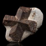 Estaurolita [Staurolite]<br />Pestsovye Keivy, Montes Keivy, Península Kola, Murmanskaja Oblast, Región Norte, Rusia<br />11 x 8 x 5.5 cm / cristal principal: 9 cm<br /> (Autor: Museo MIM)