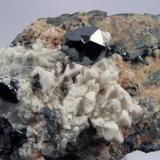 Hematites sobre calcita
N’chwaning II, Kuruman, Northern Cape, Sudáfrica
Pieza de 6,8 cm x 4,3 cm, cristal mayor 1 cm x 1,2 cm
Pieza adquirda en Mayo de 2008 (Autor: Francisco Javier Ortiz)
