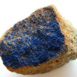 Azurite
Güte Gottes mine, Mechernich, Eifel, Germany
6,5 cm
Small azurite aggregates on sandstone. (Author: Andreas Gerstenberg)