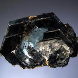 Hematite
Ouro Preto,  Minas Gerais, Brazil
5.0 x 7.5 cm
Lustrous black hexagonal crystals to 3 cm on edge arranged in a classic 
“eisenrose” shape. (Author: crosstimber)